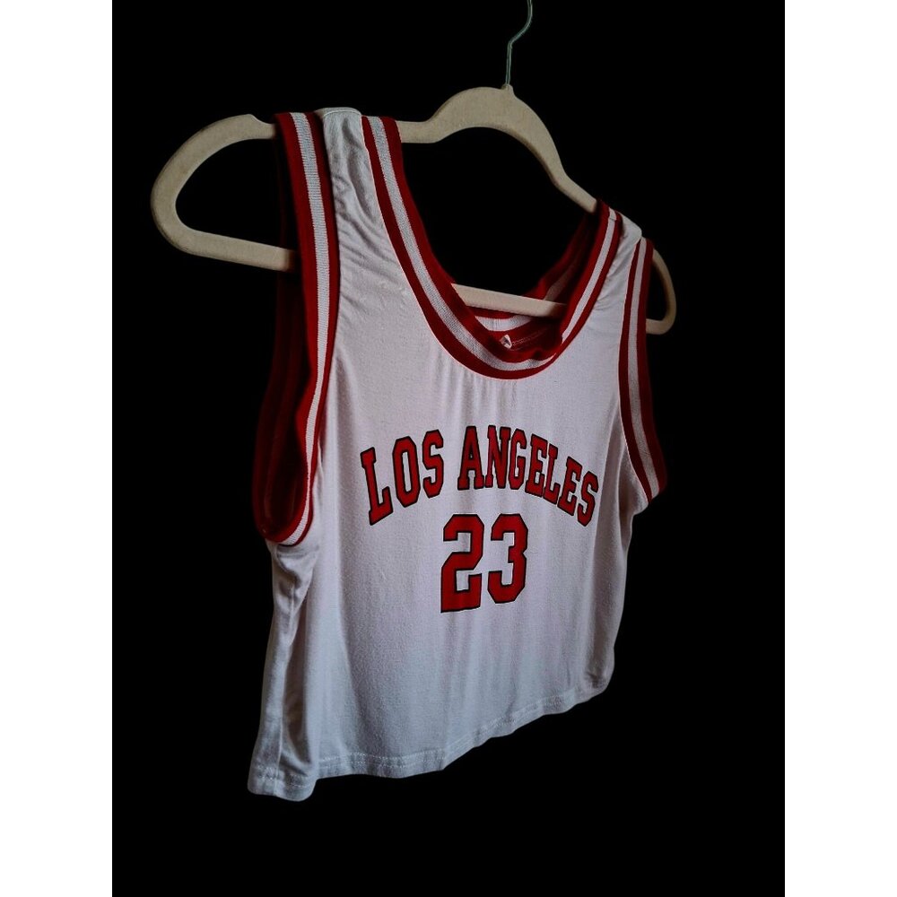 Vintage Los Angeles 23 White & Red Sleeveless Crop Top Jersey XL